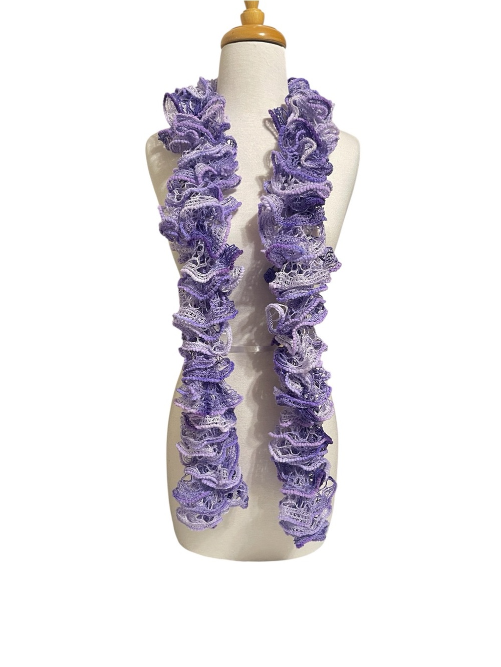 Artsy Y2K Ruffled Lavender Crochet Scarf